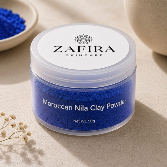 Zafira Moroccan Nila Clay Powder container on a neutral background